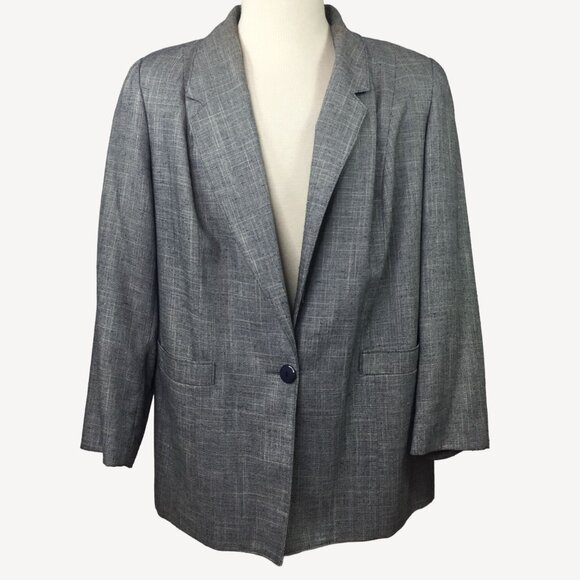 Fairfax & Kent Women's Suit Coat Blazer Gray Heather Button Pockets Work Size 18 - Picture 1 of 10